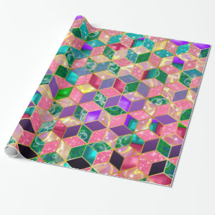 Fun Multi-Mixed Diamond-Shaped Hexagon Wrapping Paper