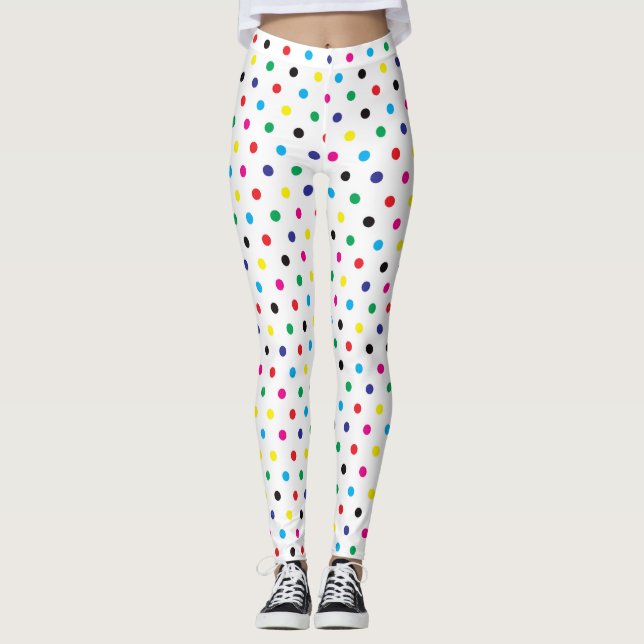 Fun Multicolor Polka Dot Pattern Leggings (Front)