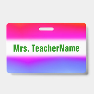 Fun Multicolored Rainbow-Like Pattern + Name Badge ID Badge