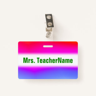 Fun Multicolored Rainbow-Like Pattern + Name Badge ID Badge