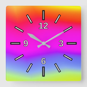 Fun Multicolored Rainbow-Like Pattern Square Clock
