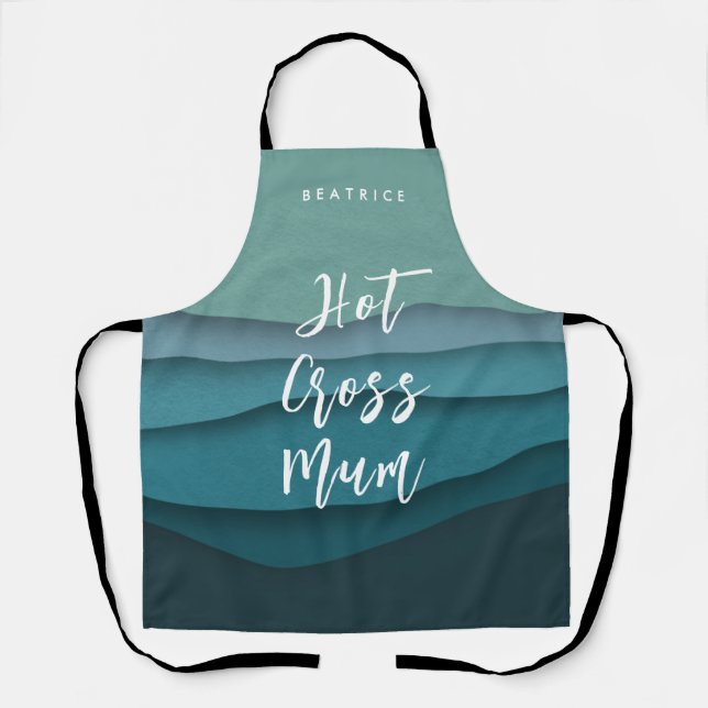 Fun Mum Easter Quote Blue Ocean Waves Apron (Front)