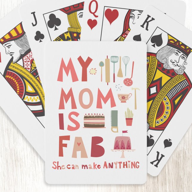 Fun Mum Playing Cards (My Mom is Fab fun hand lettered typography art playing cards)