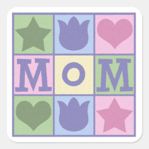 Fun Mum Quilt Squares Mother's Day Square Sticker