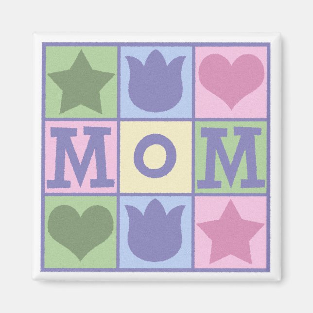 Fun Mum Quilt Squares Square Magnet (Front)