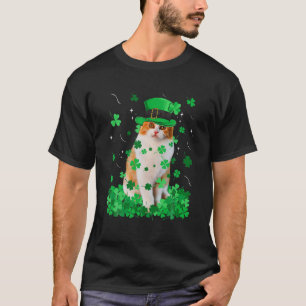 Fun Munchkin Cat St Patrick's Day Irish Shamrock T-Shirt
