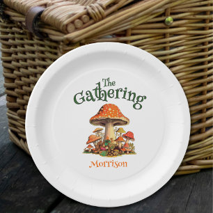 Fun Mushrooms Retro Family Reunion Paper Plate