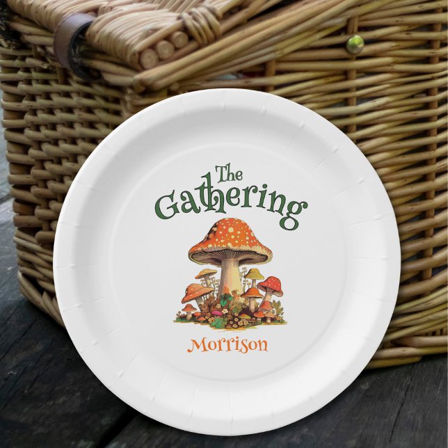 Fun Mushrooms Retro Family Reunion Paper Plate (Creator Uploaded)