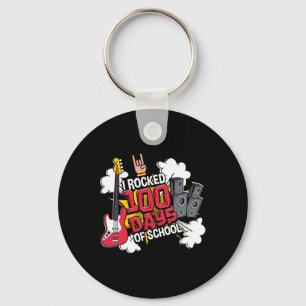 Fun Music Guitar I Rocked 100 Days Of School Key Ring