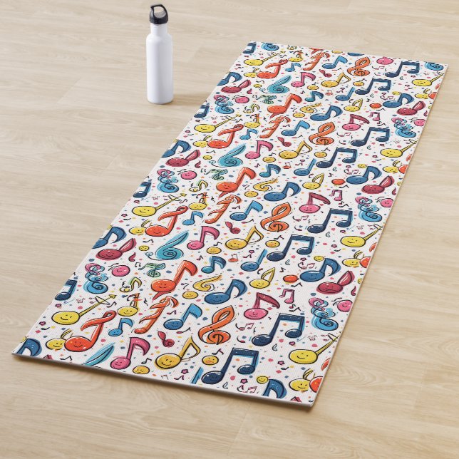 Fun Musical Notes Kawaii Art Design Yoga Mat (In Situ)