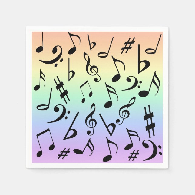 Fun Musical Notes Rainbow Party Napkins (Front)