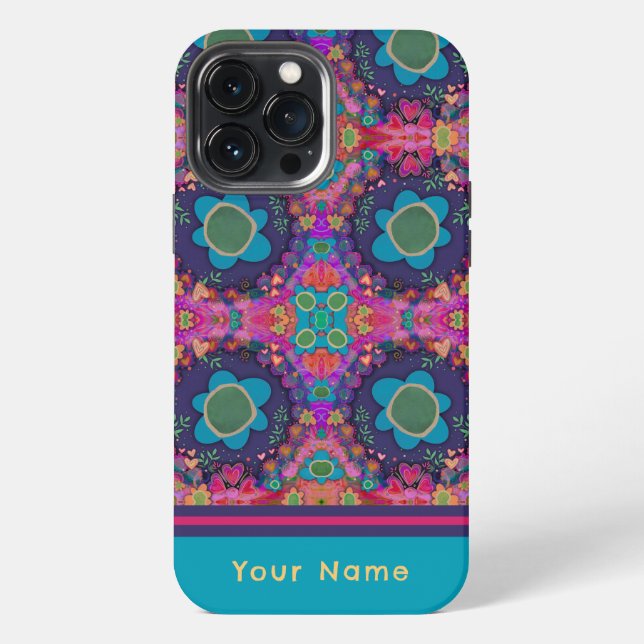 Fun Name Boho Flowers Custom Pattern Inspirivity  iPhone Case (Back)