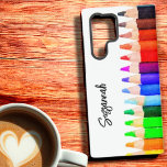 Fun Name Colour Pencils In Watercolor Custom iPhon Samsung Galaxy Case<br><div class="desc">This fun phone case features a column of colour pencils in watercolor along the right edge. Personalise the text field with a name,  remove the text or edit using the design tool to select a font.</div>