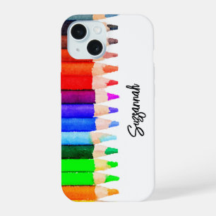 Fun Name Colour Pencils In Watercolor Custom iPhone 15 Case