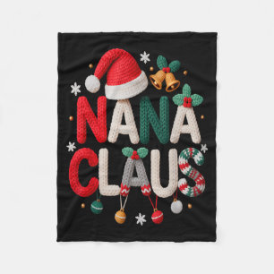 Fun Nana Claus Santa Claus Grandma Family Matching Fleece Blanket