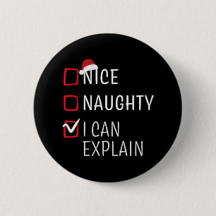 Fun Naughty Nice Christmas Family Pajama Men Women 6 Cm Round Badge