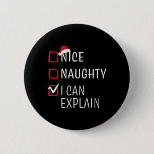 Fun Naughty Nice Christmas Family Pajama Men Women 6 Cm Round Badge