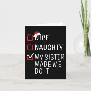 Fun Naughty Nice Christmas Family Pajama Men Women Card