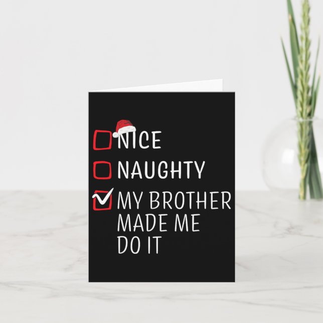 Fun Naughty Nice Christmas Family Pajama Men Women Card (Front)