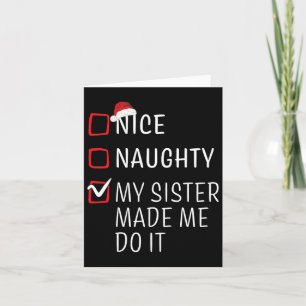 Fun Naughty Nice Christmas Family Pajama Men Women Card