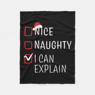 Fun Naughty Nice Christmas Family Pajama Men Women Fleece Blanket