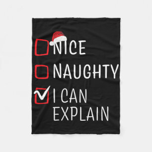 Fun Naughty Nice Christmas Family Pajama Men Women Fleece Blanket