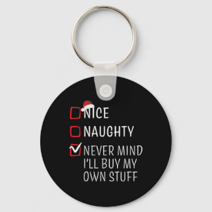 Fun Naughty Nice Christmas Family Pajama Men Women Key Ring