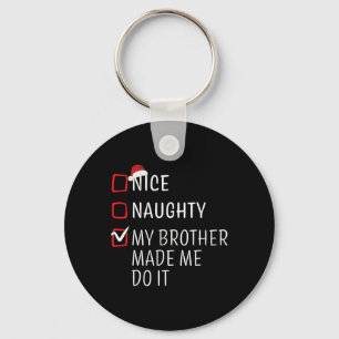 Fun Naughty Nice Christmas Family Pajama Men Women Key Ring