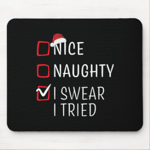Fun Naughty Nice Christmas Family Pajama Men Women Mouse Pad