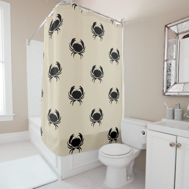 fun nautical CRAB themed pattern Shower Curtain (In Situ)