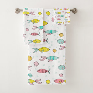 Fun Nautical Fish Pattern Bath Towel Set