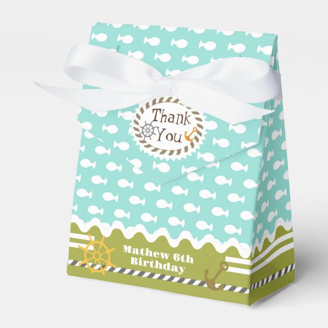 Fun Nautical Fishes Favour Box (Front Side)
