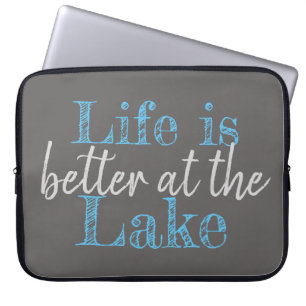 fun nautical LIFE IS BETTER AT THE LAKE Laptop Sleeve