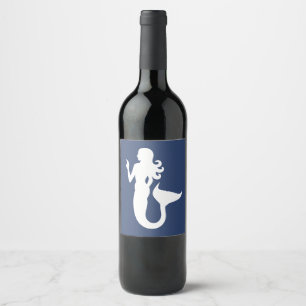 fun nautical MERMAID theme Wine Label