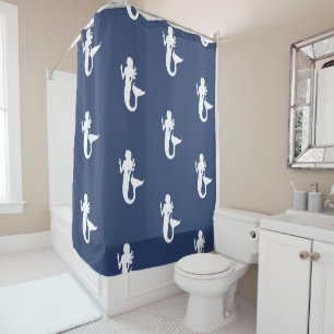 fun nautical MERMAID themed pattern Shower Curtain