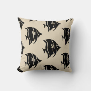 fun nautical striped fish themed pattern cushion