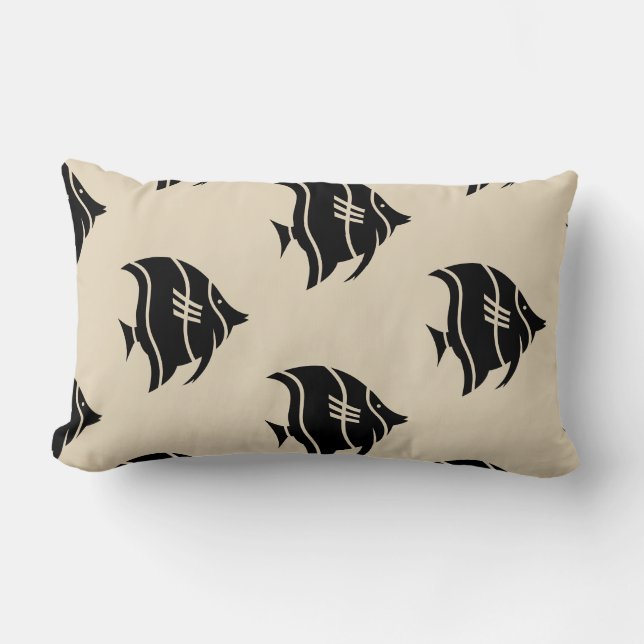 fun nautical striped fish themed pattern | lumbar cushion (Front)