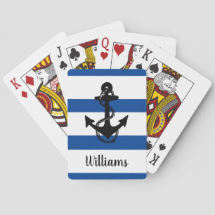 fun nautical STRIPES + ANCHOR Playing Cards