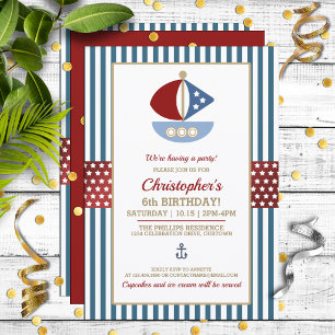 Fun Nautical Theme Boy's Birthday Party Invitation