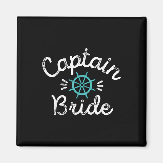Fun Nautical Wedding Matching Groom Ship Wheel Cap Magnet (Front)