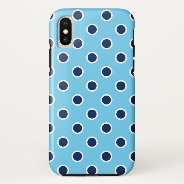 Fun Navy Polka Dots on Sky Blue Case-Mate iPhone Case (Back)