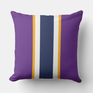 Fun Navy White Orange Royal Purple Racing Stripes Cushion