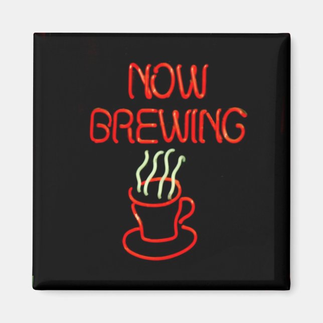 Fun Neon Coffee Brewing Sign Magnet (Front)