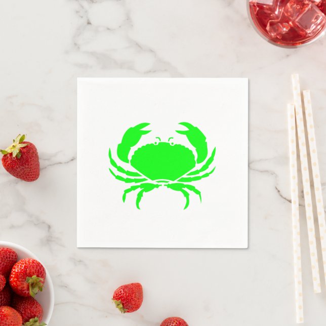 Fun neon green crabs pattern cute modern  napkin (Insitu)