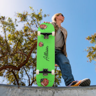 Fun neon green Ladybug  Skateboard