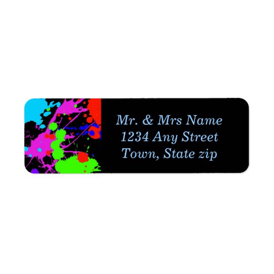 Fun, Neon Paint Splatter, Custom Return Address Label