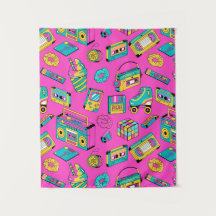 Fun Neon Pink Retro 80s 90s Tech Bright Pattern