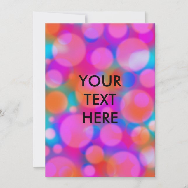 Fun Neon Polka Dot Bokeh Pattern Blank Card (Front)