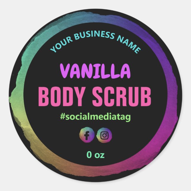 Fun Neon Rainbow Product Labels (Front)