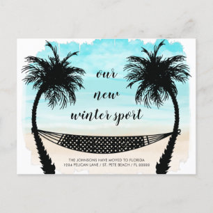 Fun New Address Florida Beach Palm Trees Moving Announcement Postcard